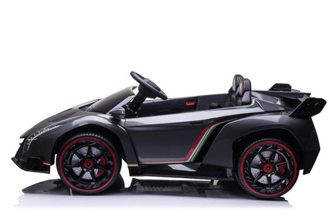 Image of 2021 Licensed Lamborghini Veneno Exotic Kids Car with Bluetooth | Charcoal with CF Accents - Elegant Electronix