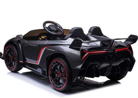 Image of 2021 Licensed Lamborghini Veneno Exotic Kids Car with Bluetooth | Charcoal with CF Accents - Elegant Electronix