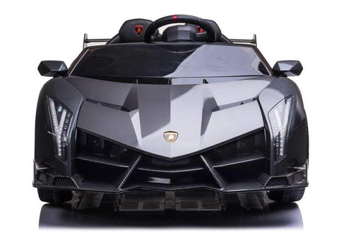 Image of 2021 Licensed Lamborghini Veneno Exotic Kids Car with Bluetooth | Charcoal with CF Accents - Elegant Electronix