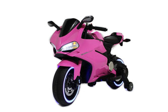 Ducati Style Kids Motorcycle with LED Wheels Electric Ride on Bike 12V | Pink - Elegant Electronix