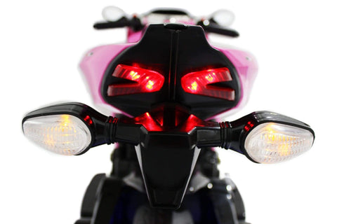 Image of Ducati Style Kids Motorcycle with LED Wheels Electric Ride on Bike 12V | Pink - Elegant Electronix