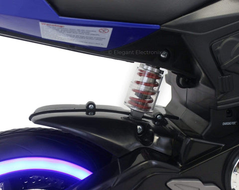 Image of Ducati Style Motorcycle with LED Wheels Electric Ride on Bike 12V | Blue - Elegant Electronix