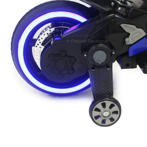 Image of Ducati Style Motorcycle with LED Wheels Electric Ride on Bike 12V | Blue - Elegant Electronix