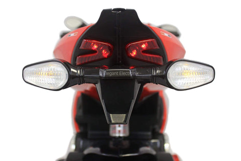 Image of Ducati Style Motorcycle with LED Wheels Electric Ride on Bike 12V | Red - Elegant Electronix