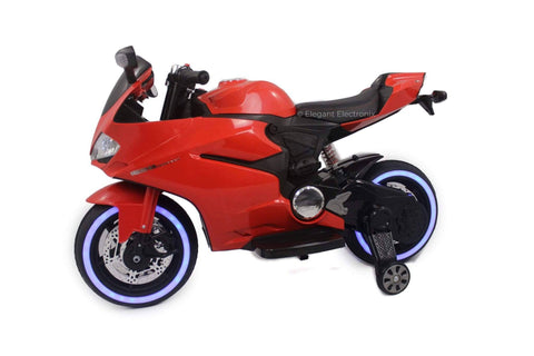 Image of Ducati Style Motorcycle with LED Wheels Electric Ride on Bike 12V | Red - Elegant Electronix