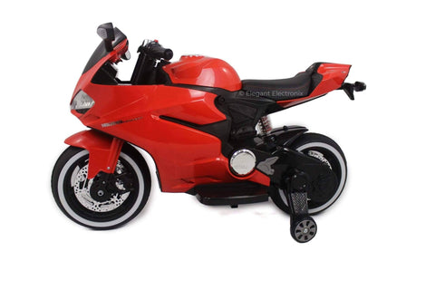 Image of Ducati Style Motorcycle with LED Wheels Electric Ride on Bike 12V | Red - Elegant Electronix