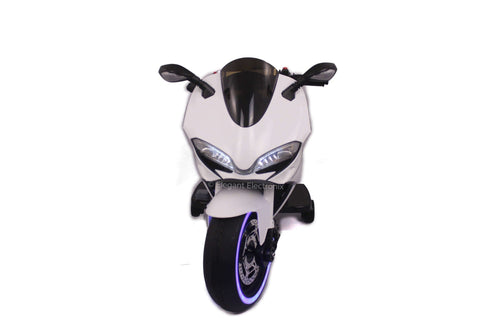 Image of Ducati Style Motorcycle with LED Wheels Electric Ride on Bike 12V | White - Elegant Electronix