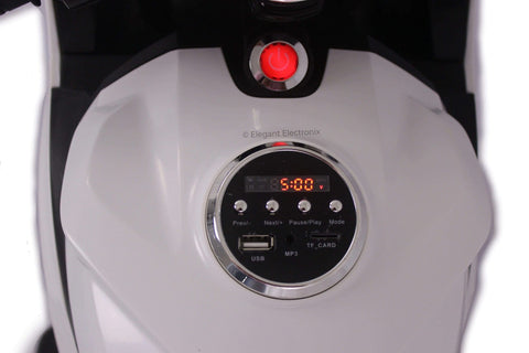 Image of Ducati Style Motorcycle with LED Wheels Electric Ride on Bike 12V | White - Elegant Electronix