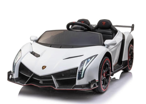 Image of 12V Licensed Lamborghini Veneno Exotic Kids Car with Bluetooth | White