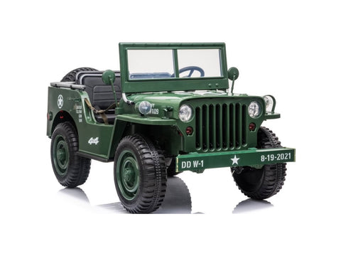 Image of 24V XL Military Jeep for Kids | Green