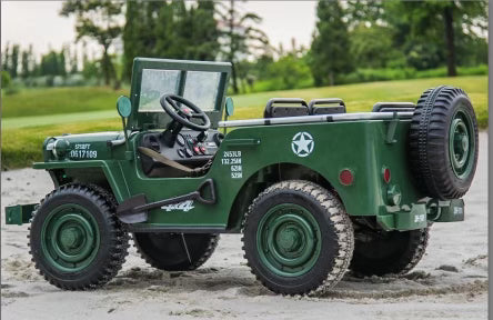 Image of 24V XL Military Jeep for Kids | Green