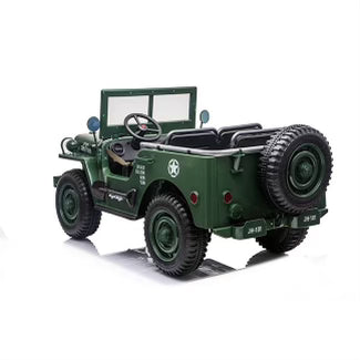 Image of 24V XL Military Jeep for Kids | Green