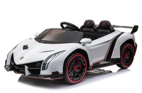 Image of 12V Licensed Lamborghini Veneno Exotic Kids Car with Bluetooth | White