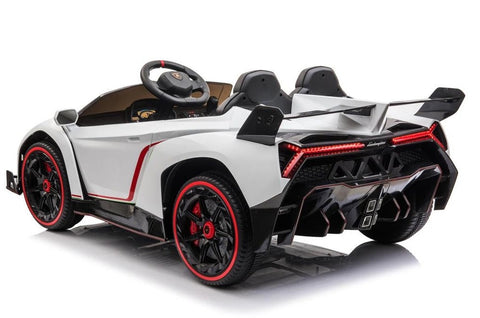 Image of 12V Licensed Lamborghini Veneno Exotic Kids Car with Bluetooth | White