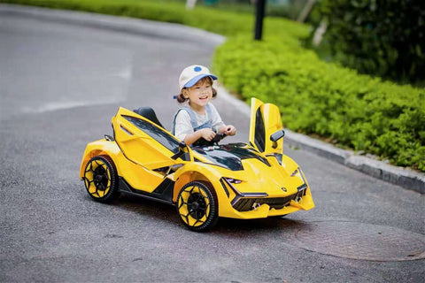 Image of Lambo Style Ride on Car with Parental Remote Control 12V | Yellow