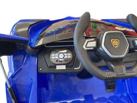 Image of Lambo Style Ride on Car with Parental Remote Control 12V | Blue - Elegant Electronix