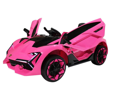 Image of Lambo Style Ride on Car with Parental Remote Control 12V | Pink - Elegant Electronix