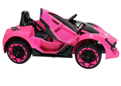 Image of Lambo Style Ride on Car with Parental Remote Control 12V | Pink - Elegant Electronix