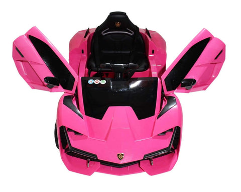 Image of Lambo Style Ride on Car with Parental Remote Control 12V | Pink - Elegant Electronix