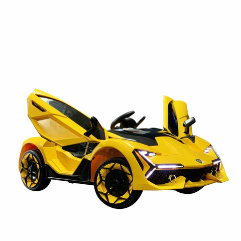 Image of Lambo Style Ride on Car with Parental Remote Control 12V | Yellow - Elegant Electronix