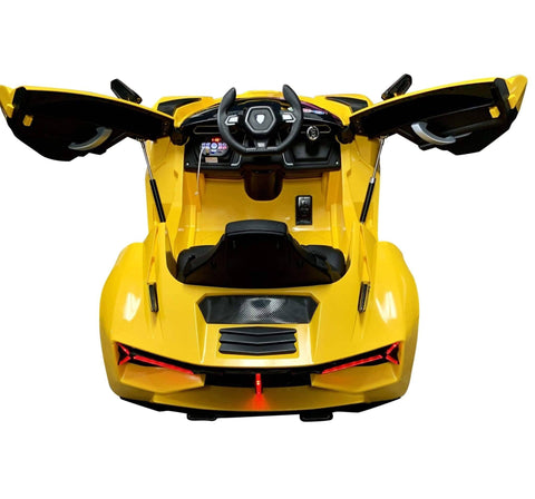 Image of Lambo Style Ride on Car with Parental Remote Control 12V | Yellow - Elegant Electronix