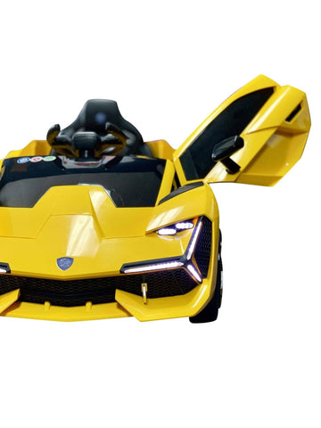 Image of Lambo Style Ride on Car with Parental Remote Control 12V | Yellow - Elegant Electronix