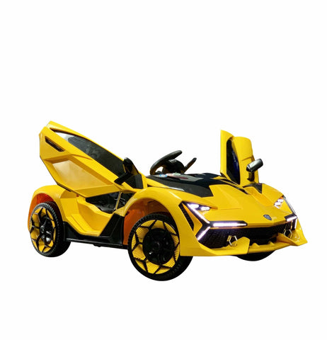 Image of Lambo Style Ride on Car with Parental Remote Control 12V | Yellow - Elegant Electronix