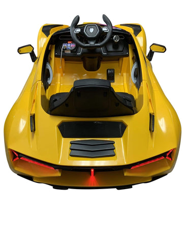 Image of Lambo Style Ride on Car with Parental Remote Control 12V | Yellow - Elegant Electronix