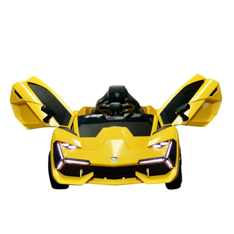 Image of Lambo Style Ride on Car with Parental Remote Control 12V | Yellow - Elegant Electronix