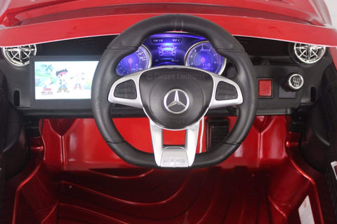 Image of Licensed Metallic Mercedes AMG with Touch Screen TV and Remote Control 12V | Candy Apple Red - Elegant Electronix