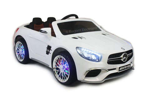 Image of Licensed Metallic Mercedes AMG with Touchscreen TV and Remote Control 12V | White - Elegant Electronix