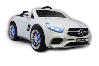 Licensed Metallic Mercedes AMG with Touchscreen TV and Remote Control 12V | White - Elegant Electronix