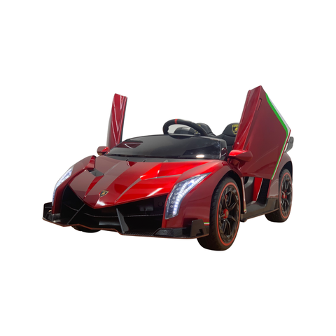 Image of 12V Licensed Lamborghini Veneno Exotic Kids Car with Bluetooth | Candy Apple Red