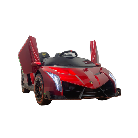 Image of 12V Licensed Lamborghini Veneno Exotic Kids Car with Bluetooth | Candy Apple Red