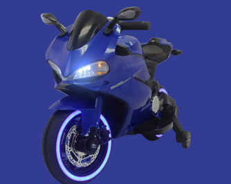 Ducati Style Motorcycle with LED Wheels Electric Ride on Bike 12V | Blue